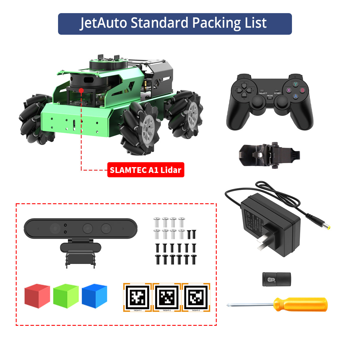 Hiwonder JetAuto AI Robot Kit, NVIDIA Jetson Powered ROS1/ROS2 Educational Robot with multimodal AI model (ChatGPT), Voice Control, SLAM & AI Vision Hiwonder JetAuto AI Robot Kit, NVIDIA Jetson Powered ROS1/ROS2 Educational Robot with multimodal AI model (ChatGPT), Voice Control, SLAM & AI Vision